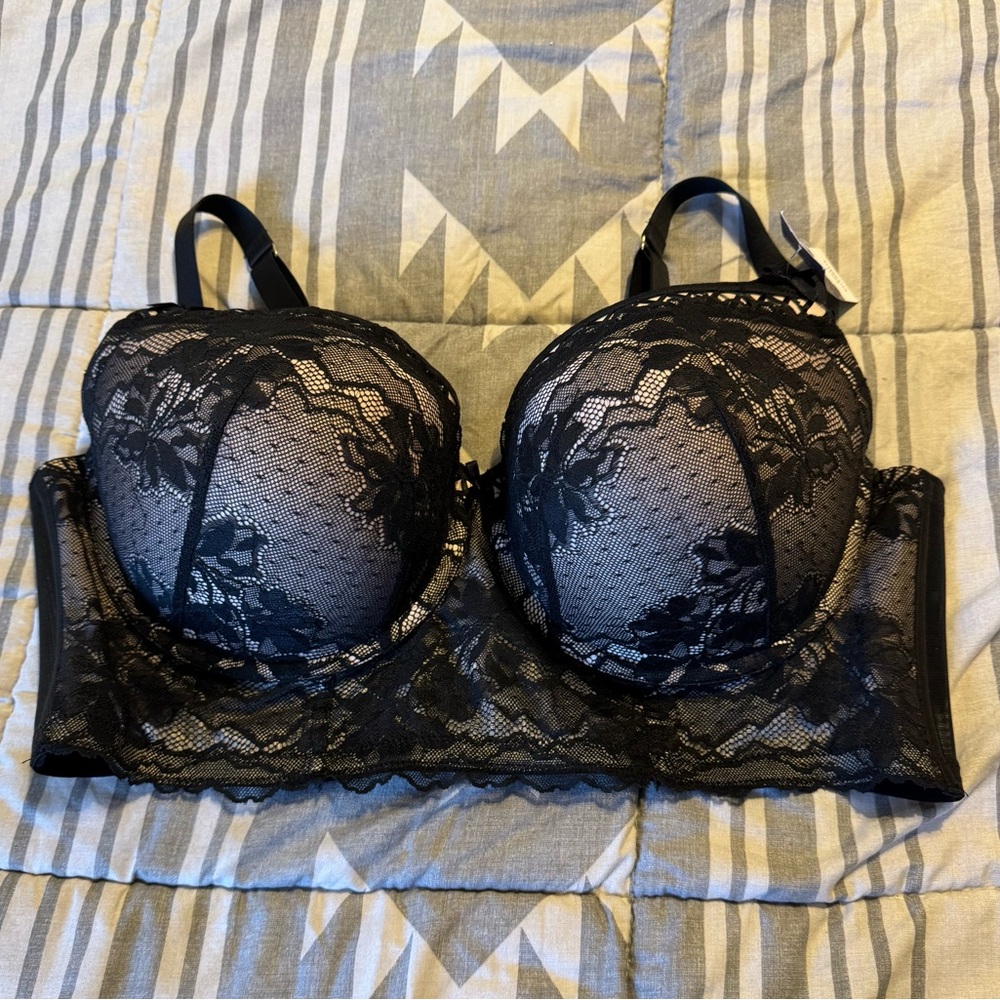 NWT Cacique Seriously Sexy Black Lace Bra